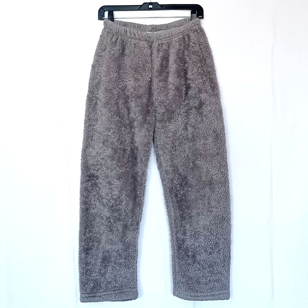 Women's Size S Hooded Fleece Pajama Set, 2-Piece, Gray/White, Long Sleeve Plush - Picture 11 of 15